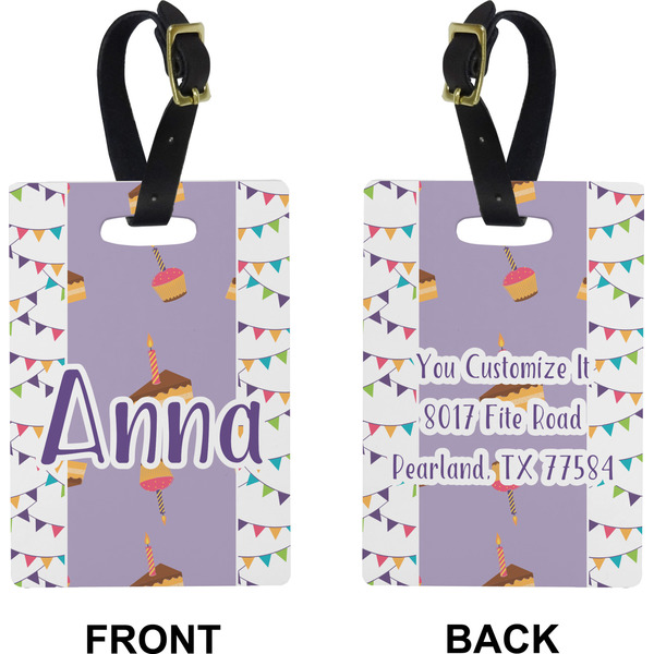 Happy Birthday Rectangle Luggage Tag (Front + Back)