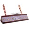 Happy Birthday Red Mahogany Nameplates with Business Card Holder - Angle