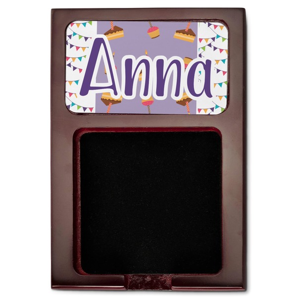 Happy Birthday Red Mahogany Sticky Note Holder - Flat