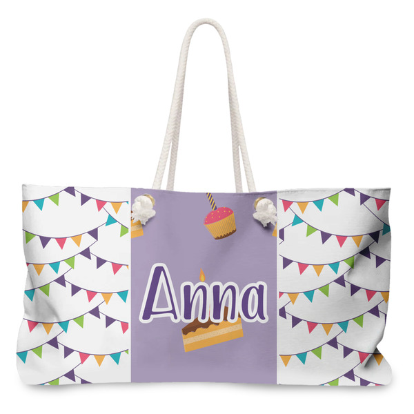 Custom Happy Birthday Large Tote Bag with Rope Handles (Personalized)