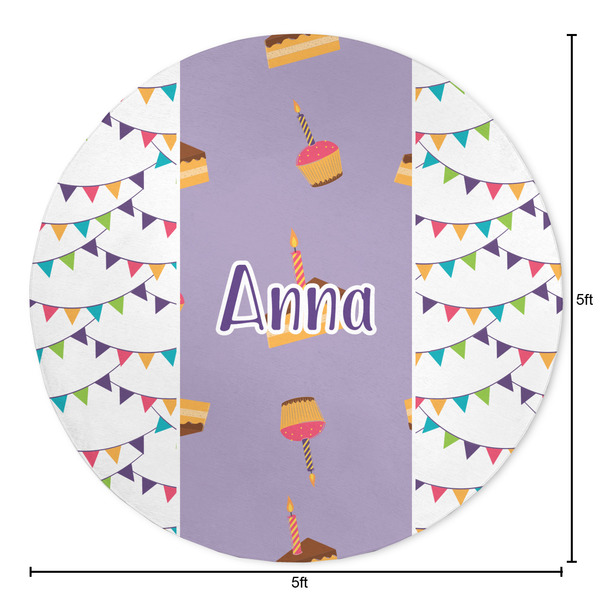 Happy Birthday Round Area Rug - Size