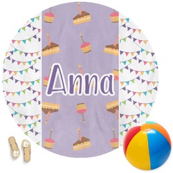 Happy Birthday Round Beach Towel (Personalized)