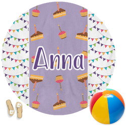 Happy Birthday Round Beach Towel (Personalized)