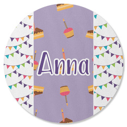 Happy Birthday Round Rubber Backed Coaster (Personalized)