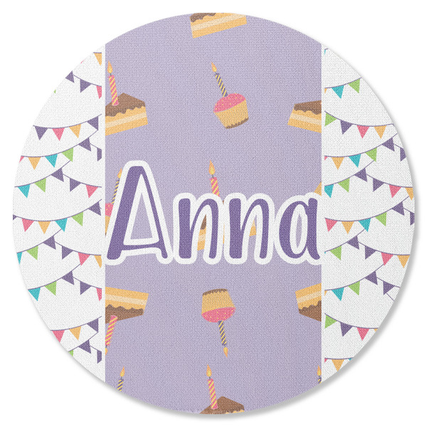 Custom Happy Birthday Round Rubber Backed Coaster (Personalized)