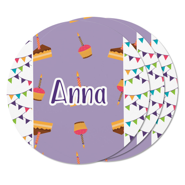 Happy Birthday Round Fridge Magnet - THREE