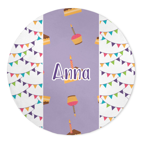 Custom Happy Birthday 5' Round Indoor Area Rug (Personalized)