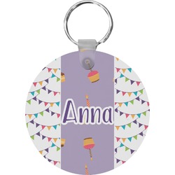 Happy Birthday Round Plastic Keychain (Personalized)