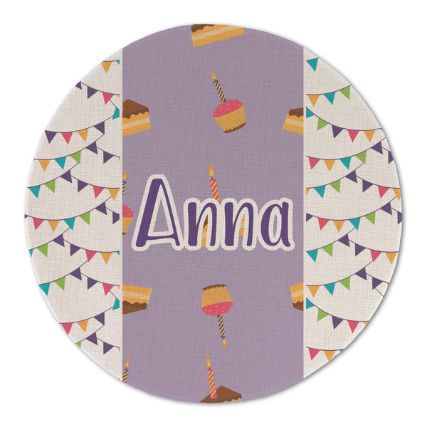 Happy Birthday Round Linen Placemats - FRONT (Double Sided)