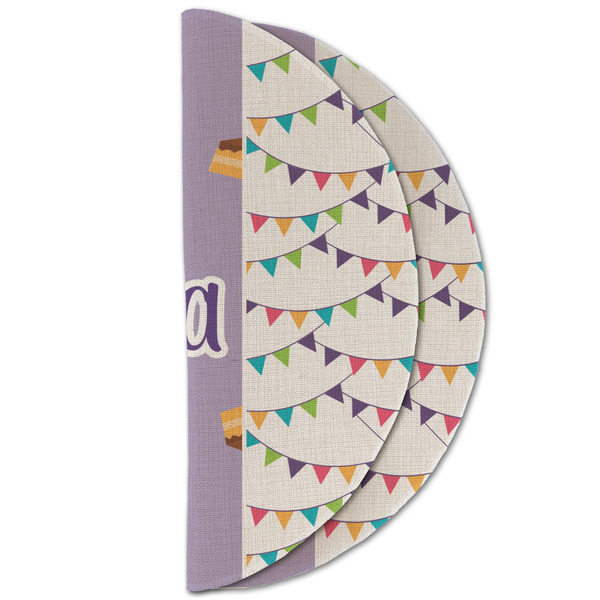 Happy Birthday Round Linen Placemats - HALF FOLDED (double sided)