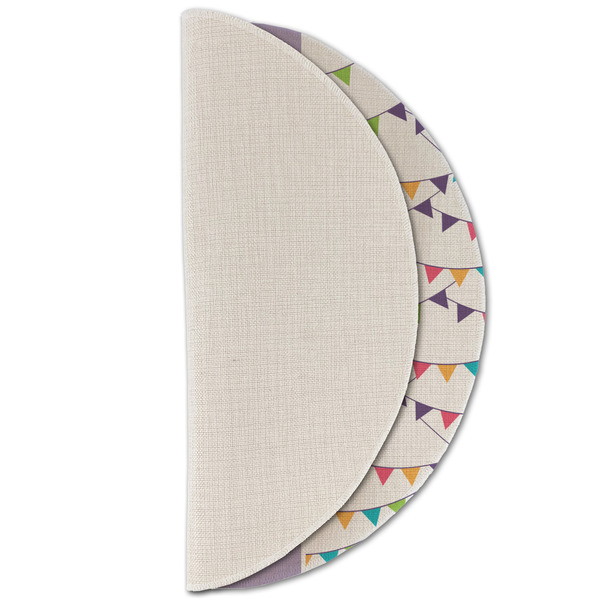 Happy Birthday Round Linen Placemats - HALF FOLDED (single sided)