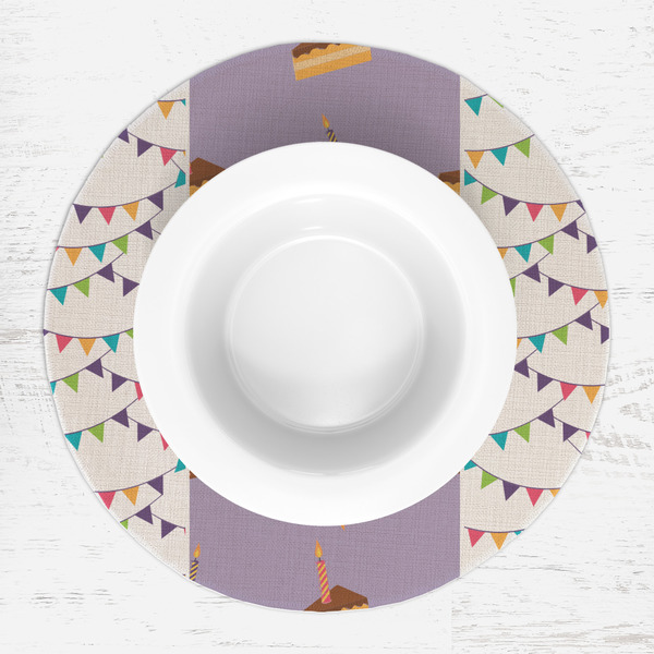 Happy Birthday Round Linen Placemats - LIFESTYLE (single)