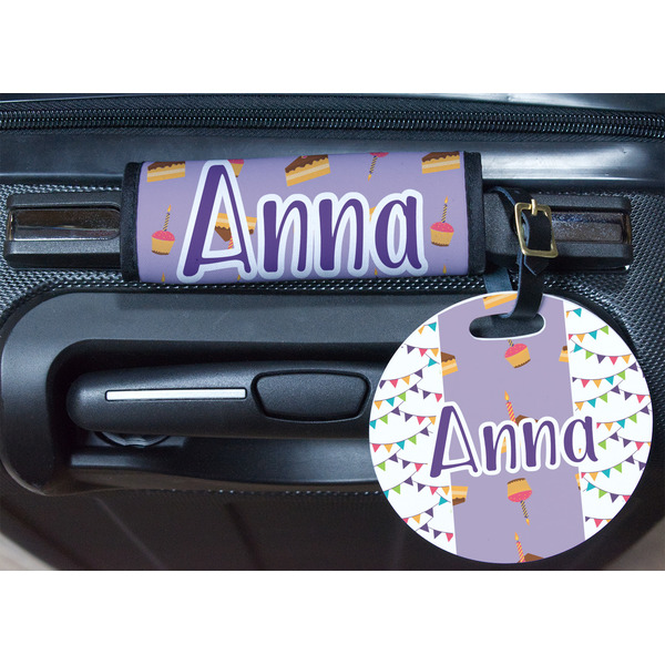 Happy Birthday Round Luggage Tag & Handle Wrap - In Context