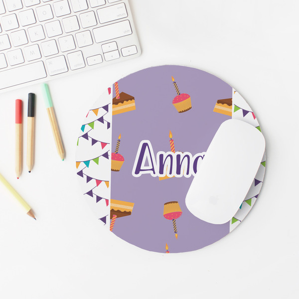 Happy Birthday Round Mousepad - LIFESTYLE 2