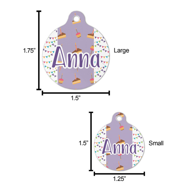 Happy Birthday Round Pet ID Tag - Large - Comparison Scale