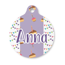 Happy Birthday Round Pet ID Tag - Small (Personalized)