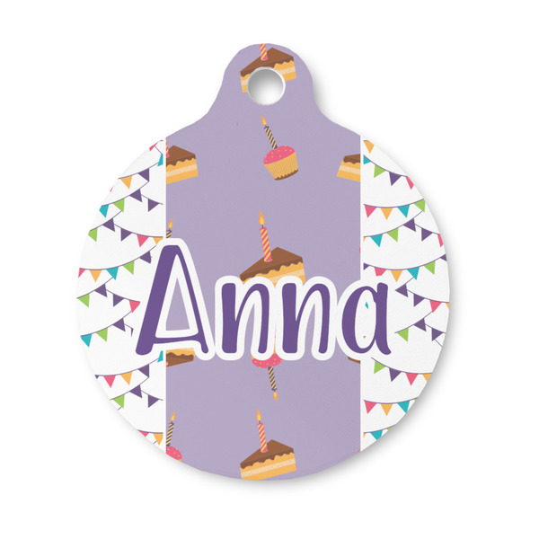 Custom Happy Birthday Round Pet ID Tag - Small (Personalized)