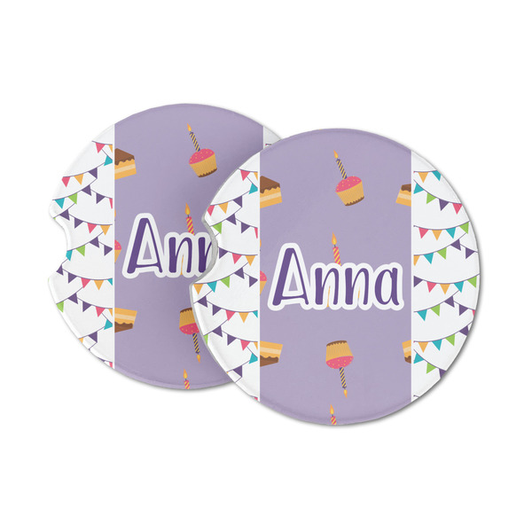 Custom Happy Birthday Sandstone Car Coasters - Set of 2 (Personalized)