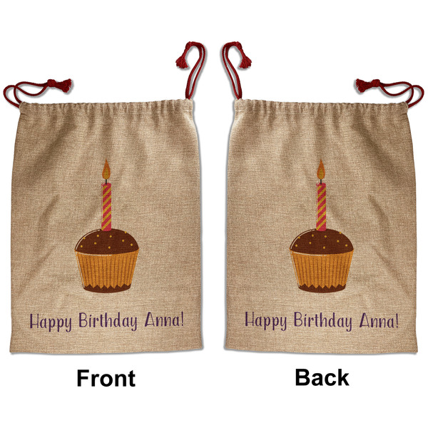 Custom Happy Birthday Santa Sack - Front & Back (Personalized)