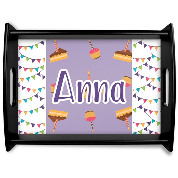 Custom Happy Birthday Black Wooden Tray - Large (Personalized)