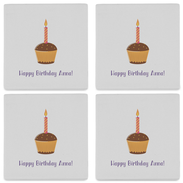 Happy Birthday Set of 4 Sandstone Coasters - See All 4 View