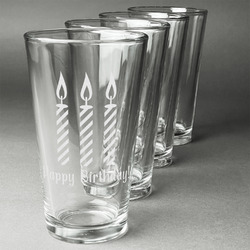 Happy Birthday Pint Glasses - Engraved (Set of 4) (Personalized)