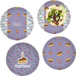 Happy Birthday Set of 4 Glass Lunch / Dinner Plate 10" (Personalized)