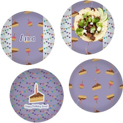 Happy Birthday Set of 4 Glass Lunch / Dinner Plate 10" (Personalized)