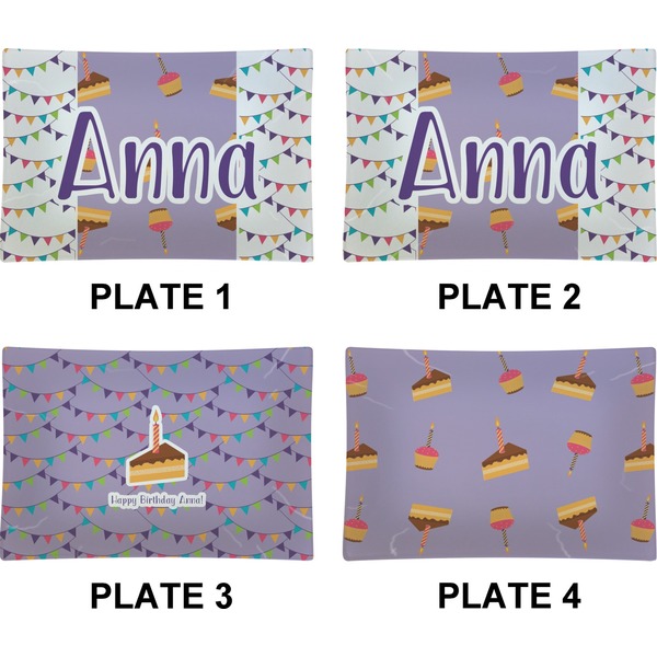 Happy Birthday Set of Rectangular Appetizer / Dessert Plates (Approval)