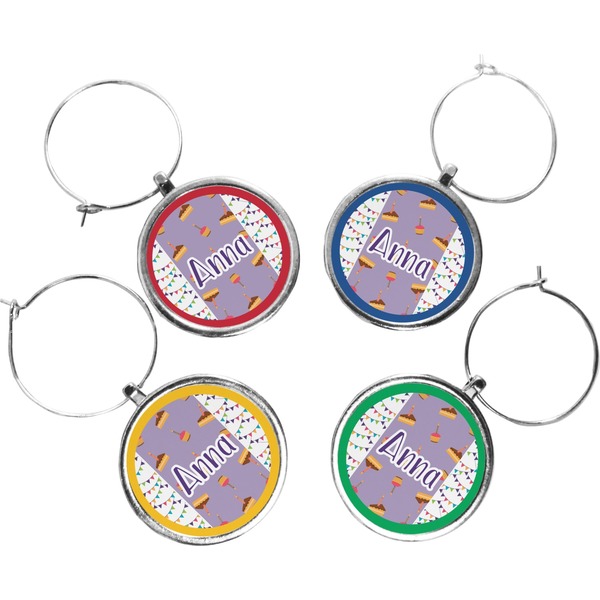Custom Happy Birthday Wine Charms (Set of 4) (Personalized)