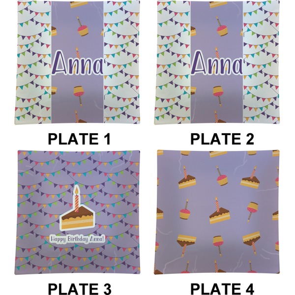 Happy Birthday Set of Square Dinner Plates (Approval)