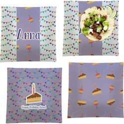 Happy Birthday Set of 4 Glass Square Lunch / Dinner Plate 9.5" (Personalized)