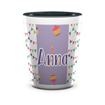 Happy Birthday Ceramic Shot Glass - 1.5 oz - Two Tone - Set of 4 (Personalized)