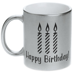 Happy Birthday Metallic Silver Mug (Personalized)