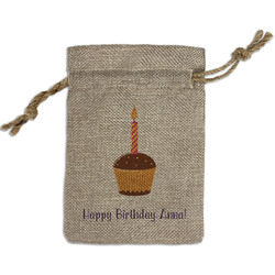 Happy Birthday Small Burlap Gift Bag - Front (Personalized)