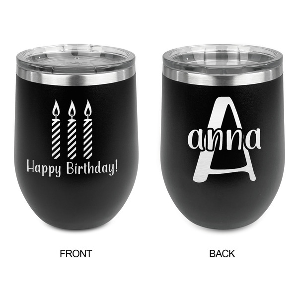 Happy Birthday Stainless Wine Tumblers - Black - Double Sided - Approval