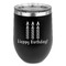 Happy Birthday Stemless Stainless Steel Wine Tumbler - Black - Double Sided (Personalized)