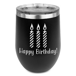 Happy Birthday Stemless Wine Tumbler - 5 Color Choices - Stainless Steel  (Personalized)
