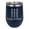 Happy Birthday Stainless Wine Tumblers - Navy - Double Sided - Front