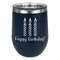 Happy Birthday Stemless Stainless Steel Wine Tumbler - Navy - Double Sided (Personalized)