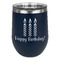 Happy Birthday Stainless Wine Tumblers - Navy - Single Sided - Front