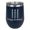 Happy Birthday Stemless Stainless Steel Wine Tumbler - Navy - Single Sided (Personalized)