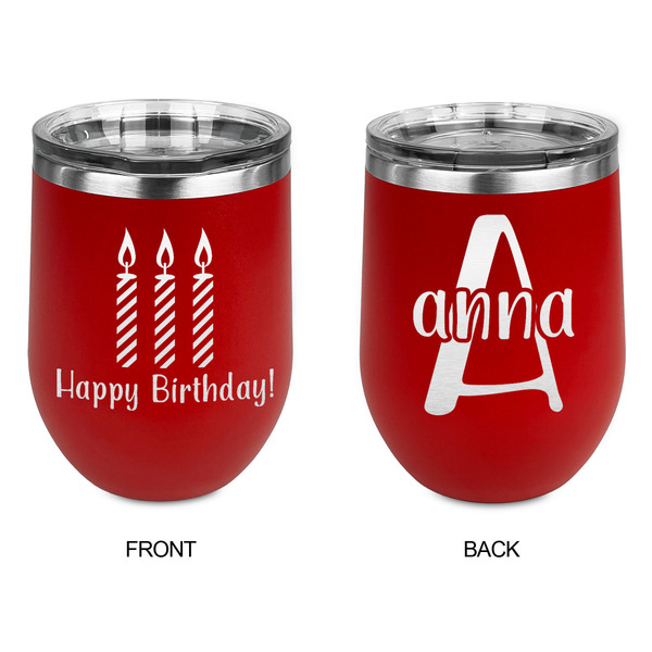 Happy Birthday Stainless Wine Tumblers - Red - Double Sided - Approval