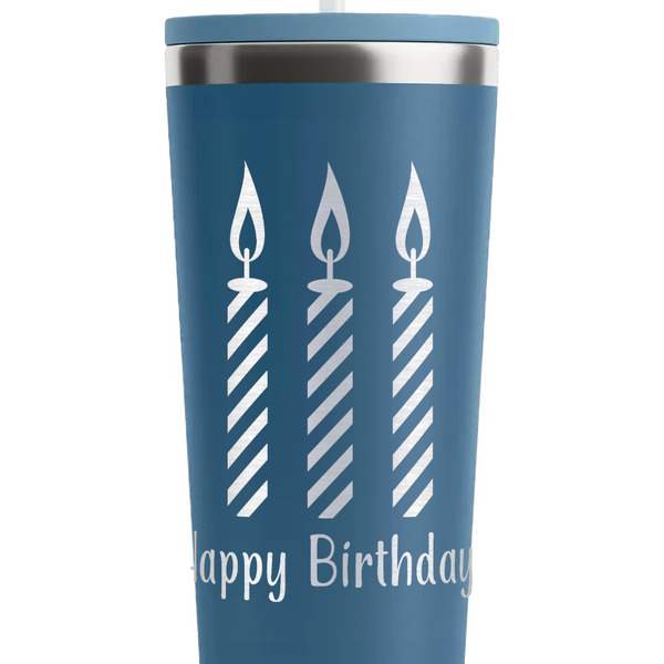 Happy Birthday Steel Blue RTIC Everyday Tumbler - 28 oz. - Close Up