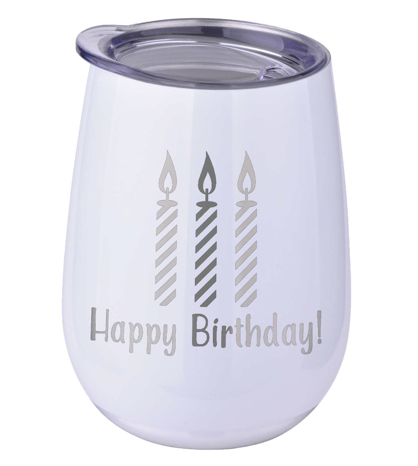 Happy Birthday Stemless Wine Tumbler 5 Color Choices Stainless Steel (Personalized
