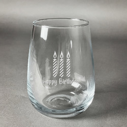 Happy Birthday Stemless Wine Glass (Single) (Personalized)