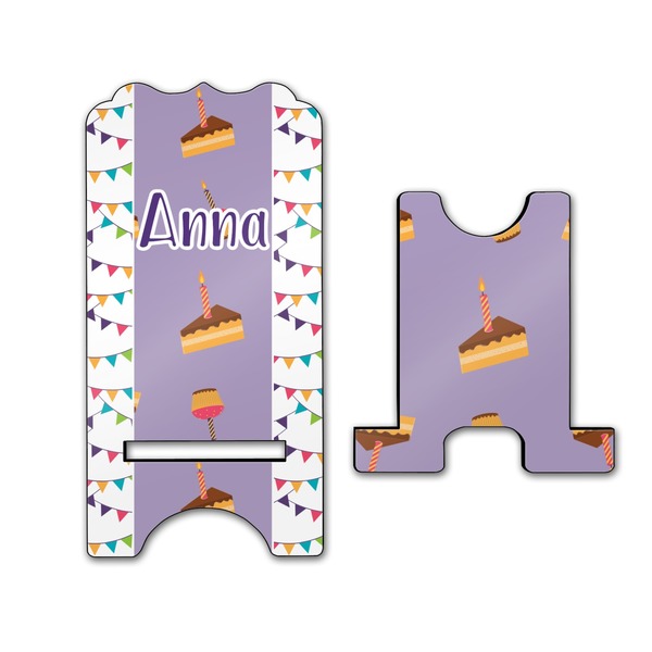 Happy Birthday Stylized Phone Stand - Front & Back - Large