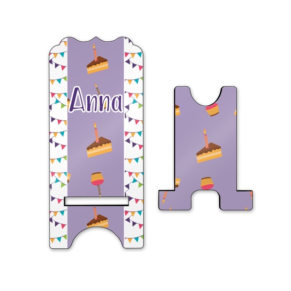 Happy Birthday Stylized Phone Stand - Front & Back - Small