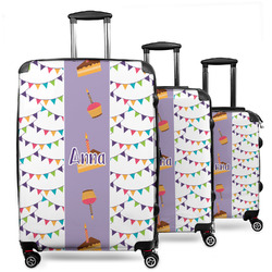 Happy Birthday 3 Piece Luggage Set - 20" Carry On, 24" Medium Checked, 28" Large Checked (Personalized)