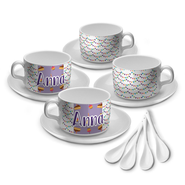 Custom Happy Birthday Tea Cup - Set of 4 (Personalized)